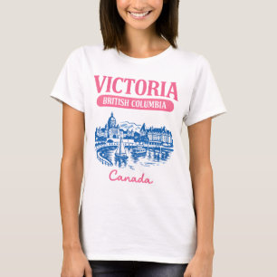 Camiseta Victoria BC Canadá Arte de ciudad cielo pastel lin