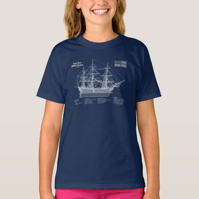 Camiseta Victoria de HMS - Planes de trazado de buques ABD (Anverso)