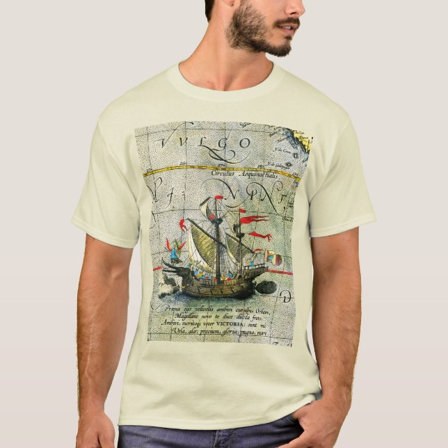 Camiseta Victoria, mapa de antigüedades Océano Pacífico (Anverso)