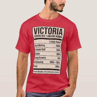 Camiseta Victoria Nutrition Facts Name Nickname Alias Title