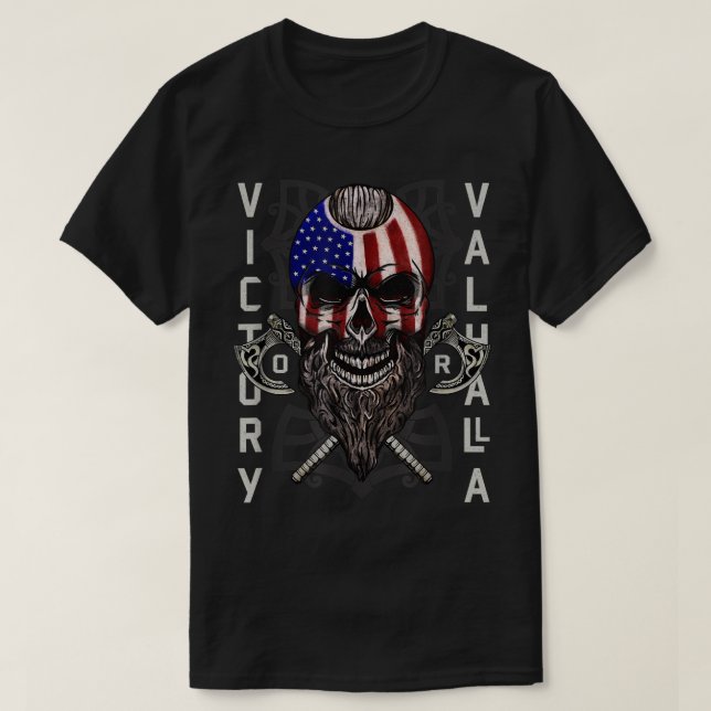 Camiseta Victoria panorámica norteamericana Valhalla Ax y b (Diseño del anverso)