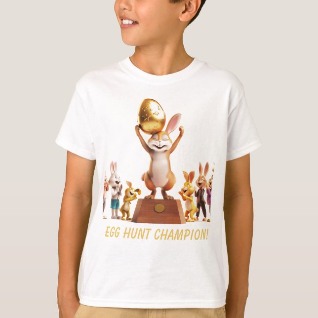 Camiseta Victorioso Campeón de la Caza de Huevo de Conejo (Anverso)