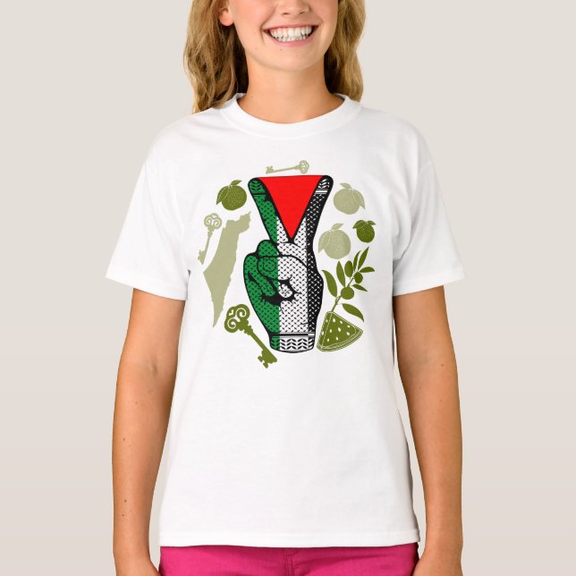 Camiseta Victory Sign Hand Resistance Red Triangle Symbol (Anverso)