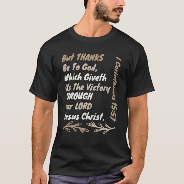 Camiseta Victory Through Jesus Christ  Kjv Bible Verse Chri (Anverso)