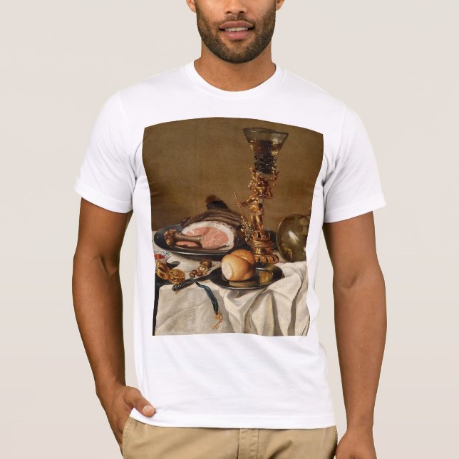 Camiseta Vida con jamón, libros y naves ornamentales (Anverso)