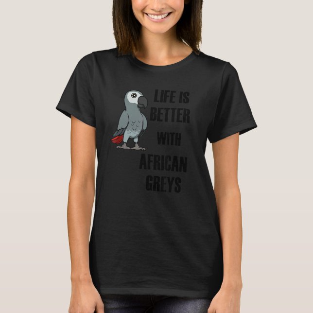 Camiseta Vida con loros grises africanos loro (Anverso)