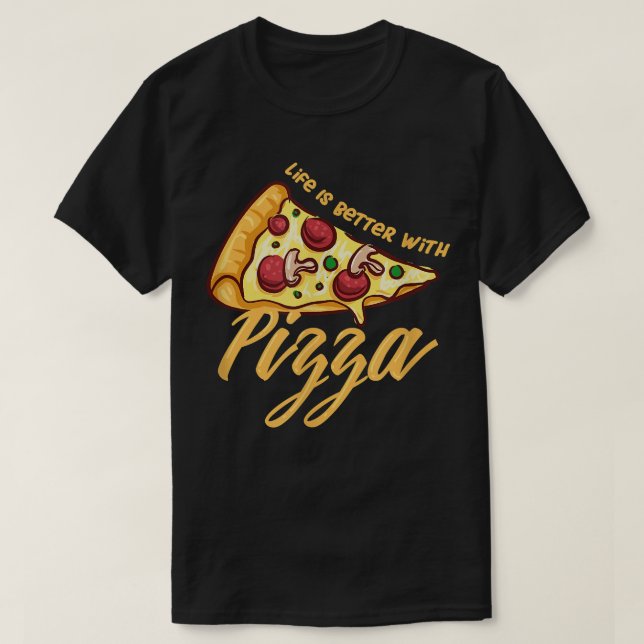 Camiseta Vida Con Pizza Ironic Pizza Hobby Chef (Diseño del anverso)