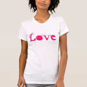 Camiseta Vida De Amor En Blanco Vintage Rosa Y Rojo