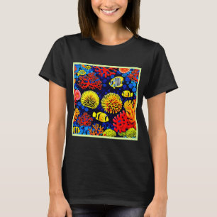 Camiseta Vida de arrecife submarino diseño brillante