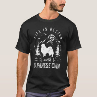 Camiseta Vida de Chin Japonés Mejor Mamá Papá Perro
