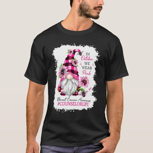 Camiseta Vida De Consejero En Octubre Usamos Rosa - Gnome (Anverso)