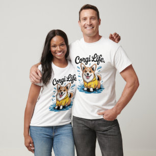 Camiseta Vida de Corgi – Perro Adorable con Impermeable Vin