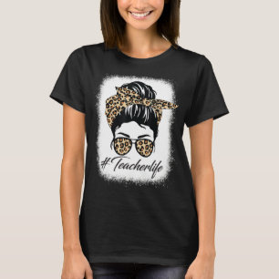 Camiseta Vida de enfermera Leopardo Pelo desordenado Gafas 