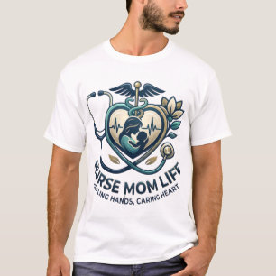 Camiseta Vida de enfermera mamá manos sanadoras corazón