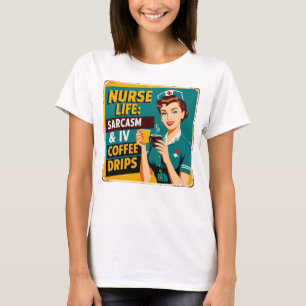 Camiseta Vida de enfermera: Sarcasmo y tazas de café