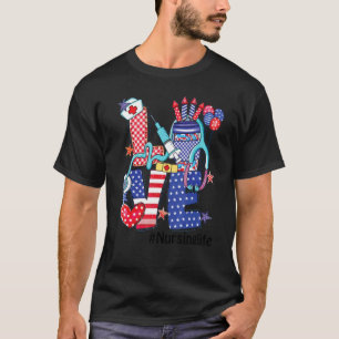 Camiseta Vida de Enfermería Amor Estetioscopio Fuegos artif