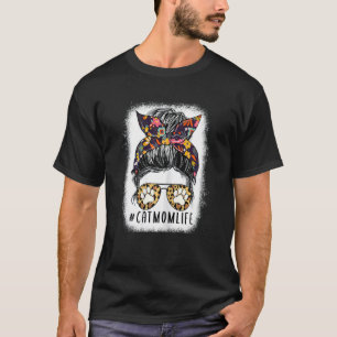Camiseta Vida de gata mamá de mujeres estampado de moño des