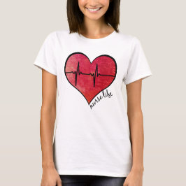 Camiseta Vida de la enfermera - corazón de la acuarela