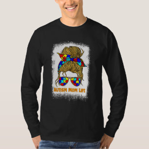 Camiseta Vida de mamá autista de mujeres con el pelo en un