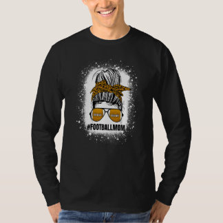 Camiseta Vida de Mamá de Fútbol Blanqueada con Leopardo y D
