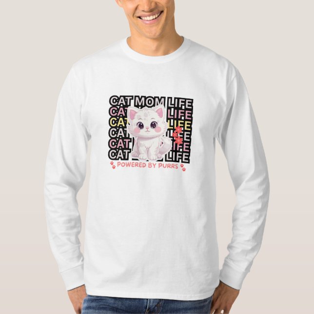 Camiseta Vida de mamá de gato divertida (Anverso)