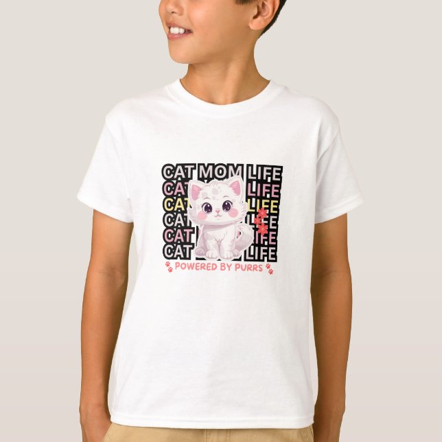 Camiseta Vida de mamá de gato divertida (Anverso)
