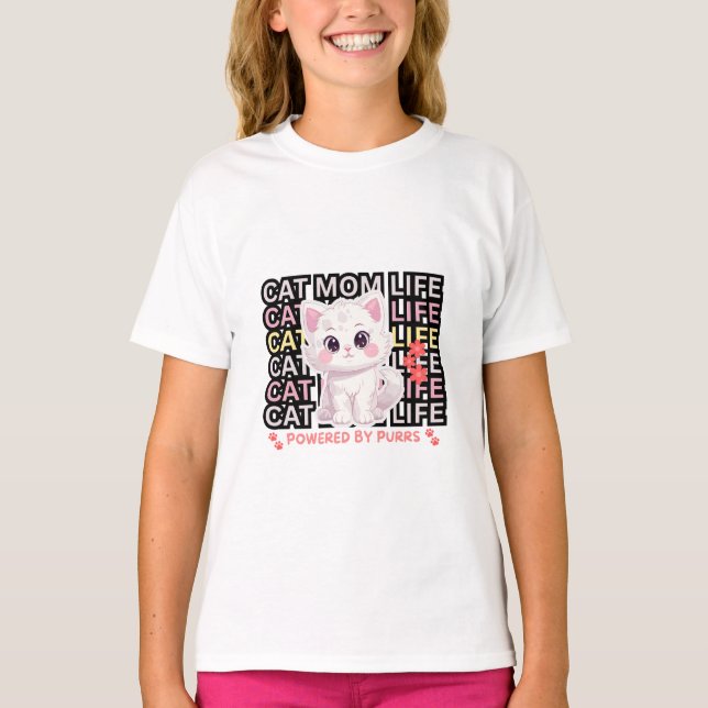Camiseta Vida de mamá de gato divertida (Anverso)