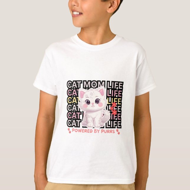 Camiseta Vida de mamá de gato divertida (Anverso)