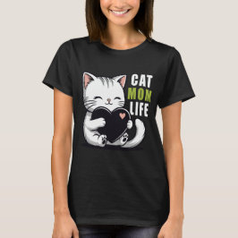 Camiseta Vida de Mamá Gata - Hermoso Gato Blanco Kawaii Sos