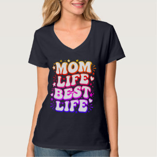 Camiseta Vida de mamá, la mejor vida, retro, groovy, puesta