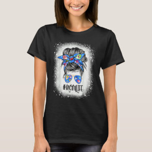 Camiseta Vida de mamá moño desordenado tiburón decolorado m