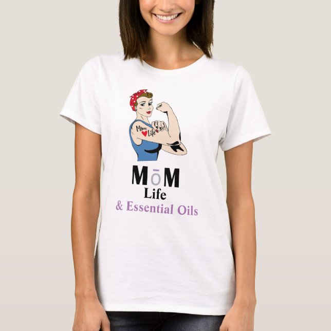 Camiseta Vida de mamá retro y aceites esenciales (Anverso)