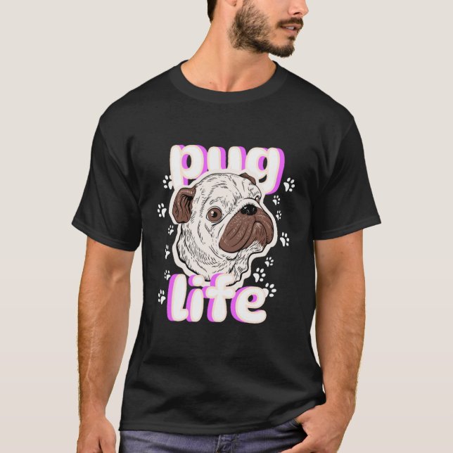 Camiseta Vida de perro pug  (Anverso)