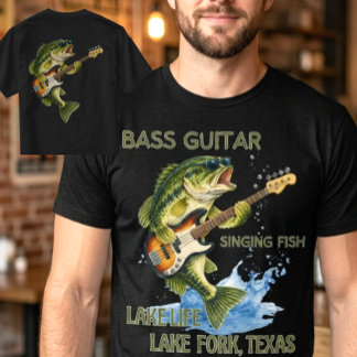 Camiseta Vida de pesca en el lago tocando el bajo con la gu