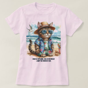 Camiseta Vida de playa perfecta para amantes de Kitty Cat