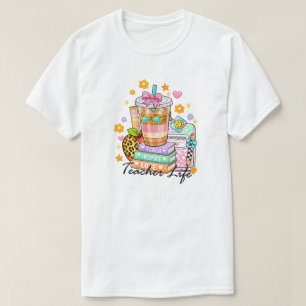 Camiseta Vida de Profesora Coqueta Café Helado Libros