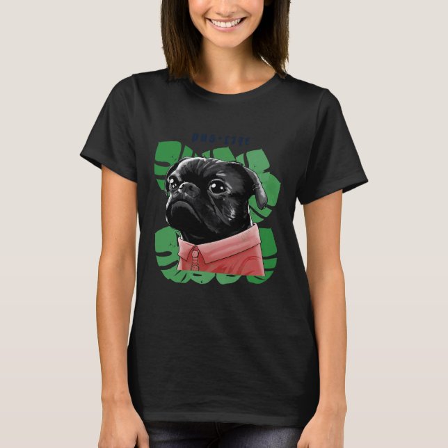 Camiseta Vida de Pug - Amantes de Pug Cute - con Monstera s (Anverso)