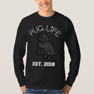 Camiseta Vida de Pug - Establecido 2018 - Sco de Pug Negro