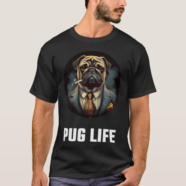 Camiseta Vida de Pug Texto Blanco (Anverso)