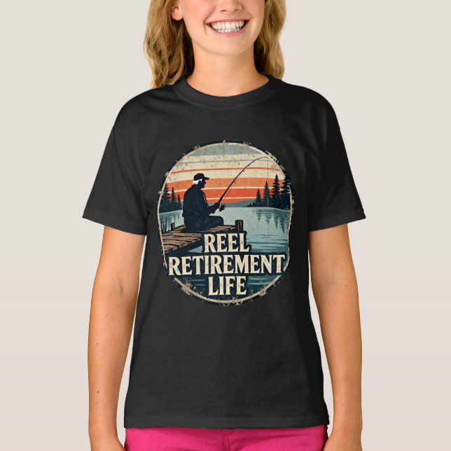 Camiseta Vida de retiro de pesca con carrete (Anverso)
