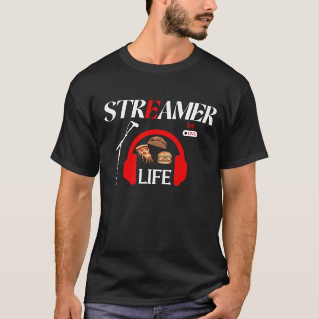 Camiseta Vida de Streamer: Streams y Snacks (Anverso)