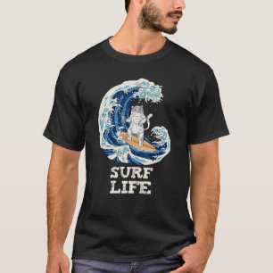 Camiseta Vida de Surfing de Gato Japonés