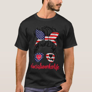 Camiseta Vida de trabajador social 4 de julio Bandera Patri