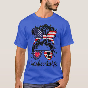 Camiseta Vida de trabajador social 4 de julio Bandera Patri