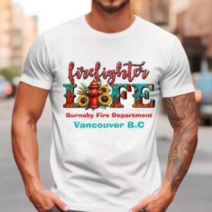 Camiseta Vida de un bombero en arte vibrante