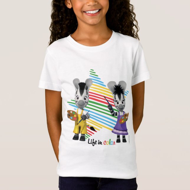 Camiseta Vida de ZOU en la pintura adorable de las cebras (Anverso)