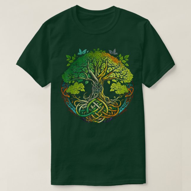 Camiseta Vida del árbol del nudo celta o del nudo gaélico e (Diseño del anverso)