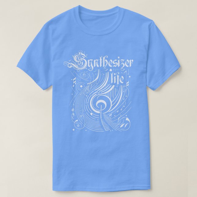 Camiseta Vida del sintetizador de música ondulado (Diseño del anverso)