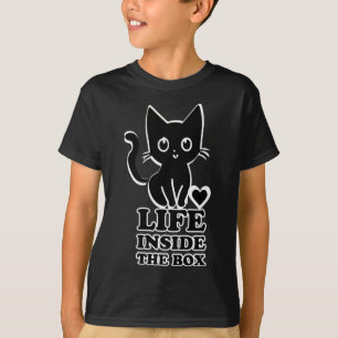 Camiseta Vida dentro de la caja - Gato negro gatito