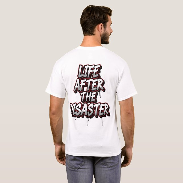 Camiseta Vida Después Del Desastre - Texto Grunge (Reverso completo)